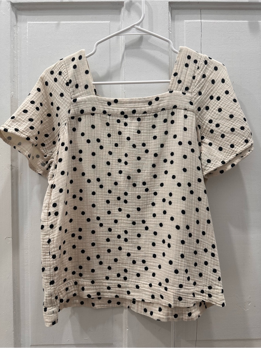 MADEWELL Women’s Square Neck Polka Dot Blouse - Cream/Black
